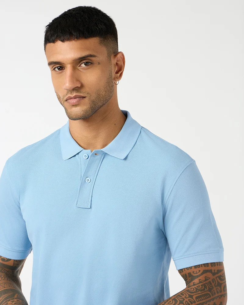 بيواكوف Men's Blue Polo T-shirt